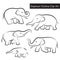 Cute Elephant Outline Clip Art vector set design