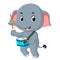 Cute elephant playing drum