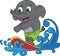 Cute elephant playing surf