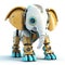 Cute elephant robot, robotic animal isolated over white background. Created with generative Ai