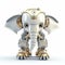 Cute elephant robot, robotic animal isolated over white background. Created with generative Ai