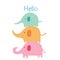 Cute elephant with say hello . Baby animal character.