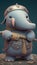 Cute Elephant Seal Animal Warrior 3D Game Model Generative AI