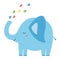 Cute elephant spraying rainbow water