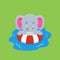 Cute Elephant Swimming Summer Cartoon