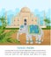 Cute Elephant symbol of India country Vector. Taj Mahal on backgrounds