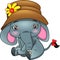 Cute elephant wearing a hat