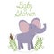 Cute elephant with wreath baby shower card