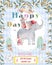 Cute Elephants illustrations. Set of birthday greeting cards, posters, prints. Watercolor beauty, Hand drawn colorful