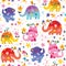 Cute elephants seamless pattern