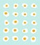 Cute emoji fried eggs icon set, top view, isolated on white background. Flat cartoon kawaii style vector food character.