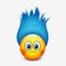 Cute emoticon with blue hair - emoji - vector illustration