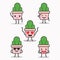 Cute Emoticon Cactus Characters With Emotional Expression Set