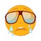 Cute emoticon crying in a sunglasses on white background.