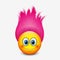 Cute emoticon with pink hair - emoji - vector illustration