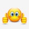 Cute emoticon with thumbs up, emoji - illustration