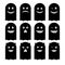 Cute emoticons set of ghosts black on white background. Halloween