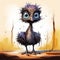 Cute Emu Illustration In Disney Cartoon Style