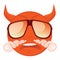 Cute evil emoticon in a sunglasses on white background.