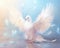 cute exotic fantasy dove is in pastels on a light background.