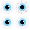 Cute eyeball emoticon vector set isolated on white background.