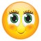 Cute eyelashes emoticon. Vector illustration decorative background design