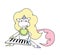 Cute fabulous unicorn isolated on a white background. Unicorns is playing the synthesizer.