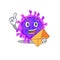Cute face alpha coronavirus mascot design with envelope