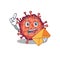 Cute face contagious corona virus mascot design with envelope