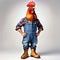 Cute face farm chicken rooster worker clothes