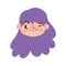 Cute face girl expression curly purple hair