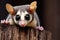 Cute face sugar glider on wood sugar glider closeup sugar glider climbing on wood