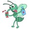 The cute faced mosquito is sucking the blood to collect it, doodle icon image kawaii