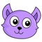 Cute faced purple cat, doodle icon drawing