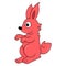 Cute faced red bunny, doodle icon image kawaii