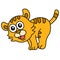 Cute faced tiger animal, doodle kawaii. doodle icon image
