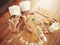 The cute factor in the kitchen just went up. Shot of two little girls baking in the kitchen.