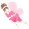 Cute fairy in bright pink dress is sleeping