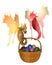 Cute Fairy Dragons Carrying a Basket of Easter Eggs