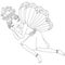 Cute fairy in dress is sleeping, coloring book page