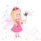 Cute fairy girl with dandelion vector background