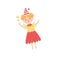 Cute fairy with magic wand. Flying girl princess