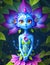 Cute fairy with petals and flowers in her body 3D illustration