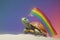 Cute fairy rainbow turtle. Fantasy cute animal suitable for children book. Neural network AI generated