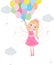 Cute fairytale with balloons vector