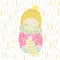 Cute fairytale character knits a scarf vector