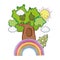 Cute fairytale tree with rainbow