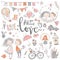 Cute fall in love collection. Nice romantic isolated elements. F