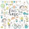 Cute fall in love collection. Nice romantic isolated elements. F