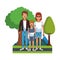 Cute family at park cartoon